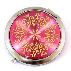 Зеркальце "Орнамент", в подарочной упаковке, розовый, d-70 мм