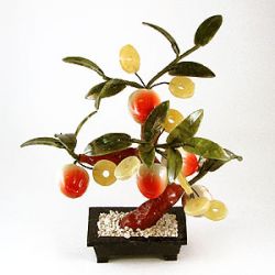 Бонсай "Персиковое дерево с монетами", 25 см